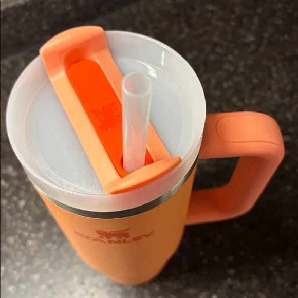 Stanley Coral peachy  Insulated Travel Tumbler with Handle and Straw - Picture 2 of 7